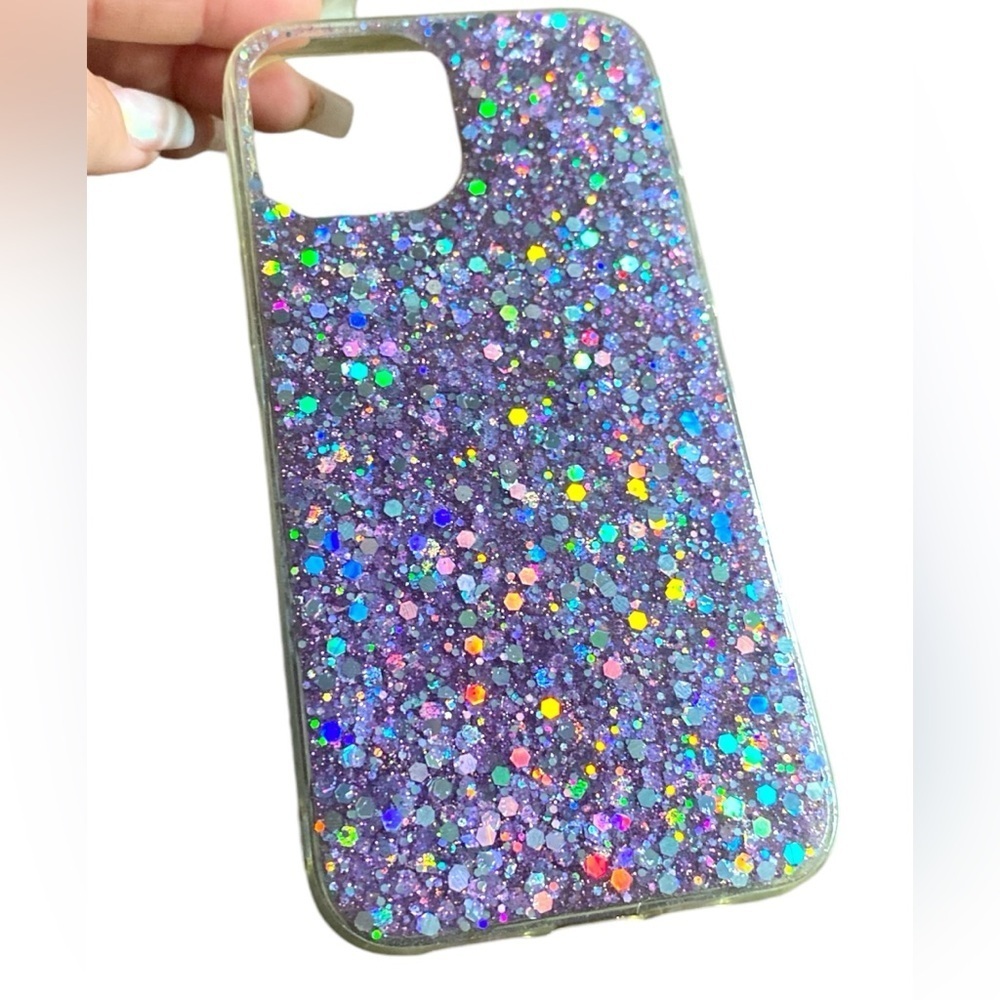 iPhone 12 Pro Max Glitter Confetti Purple Case Rachel Roy like new